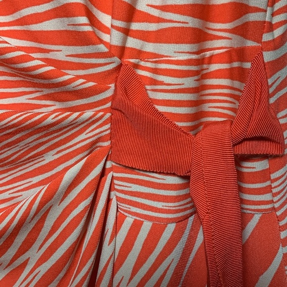 {Coldwater Creek} Vibrant Orange & Cream sidesash dress - Picture 4 of 7